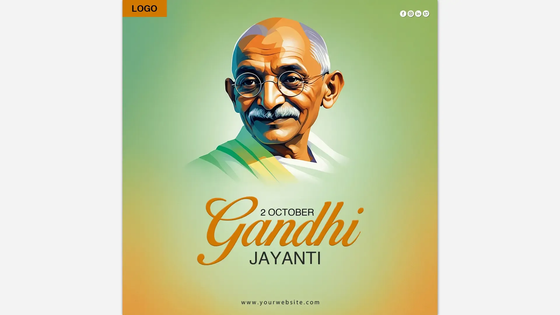 Instagram Post Design for Gandhi Jayanti with Mahatma Gandhi Portrait